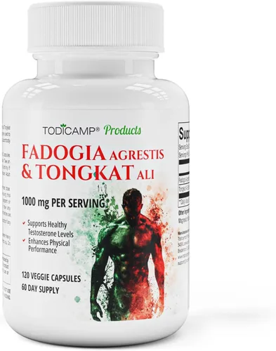 TODICAMP Fadogia Agrestis 20:1 con Tongkat Ali 1000mg Complejo Longjack Tongkat Ali Extracto con Fadogia Agrestis 600mg Suplemento - 60 días de