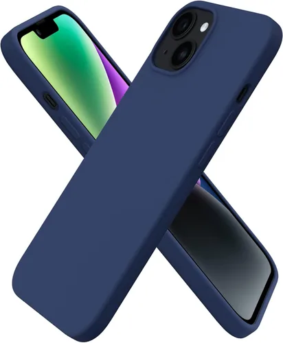 Vista 25 de ORNARTO Funda compatible con iPhone 14 6.1, silicona líquida delgada de 3 capas cubierta de teléfono completo cubierta de gel suave funda protectora