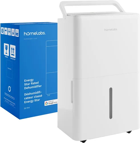 hOmeLabs Deshumidificador: control avanzado de humedad y humedad, silencioso, eficiente, apagado automático, ideal para el hogar, sótano, oficina -