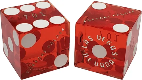 Par de dados de 0.748 in con números de serie a juego Auténticos dados de mesa de casino de Las Vegas (Caesar's Palace (rojo pulido))