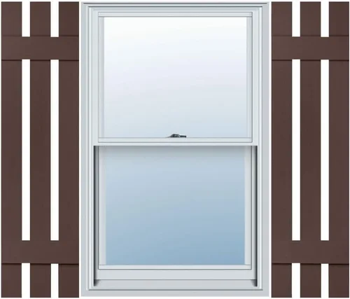 Vista 24 de Mid America Board and Batten - Persiana estándar de vinilo con 3 tablas espaciadas de 12 pulgadas (1 par) - 12 x 55 002 negro