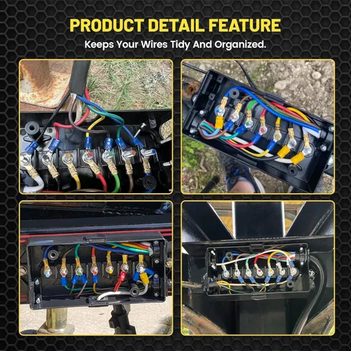 Vista 8 de Oyviny Cable de remolque en línea de 7 vías con caja de conexiones de 7 bandas, 8 pies, cobre puro resistente, kit de arnés de cableado de 7 pines