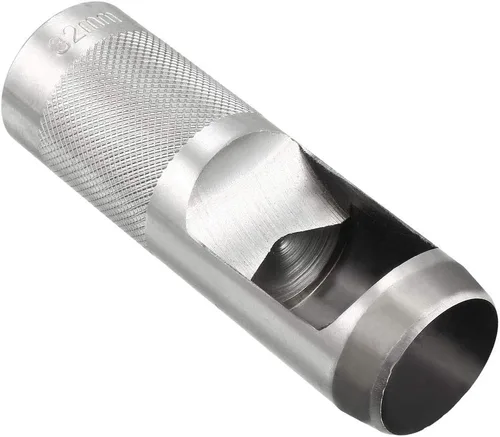 Vista 6 de uxcell® Perforador hueco redondo de acero artesanal de cuero 0.709 in para cinturón de cuero banda reloj junta