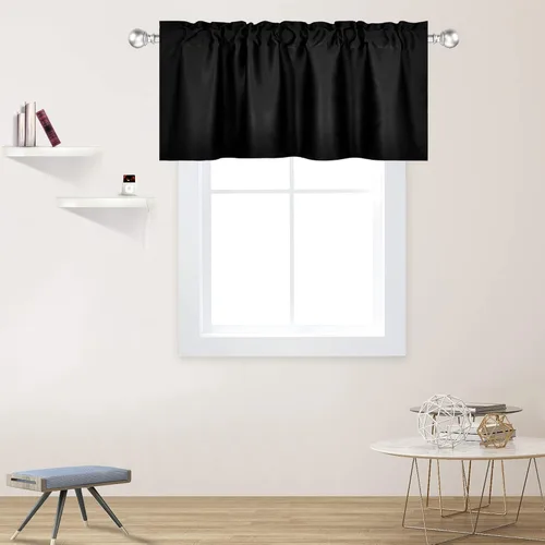 Vista 41 de DECOVSUN Cenefas Aqua para ventanas de cocina, con bolsillo para barra, opacas, con aislamiento térmico, 1 panel de 42 x 18 pulgadas