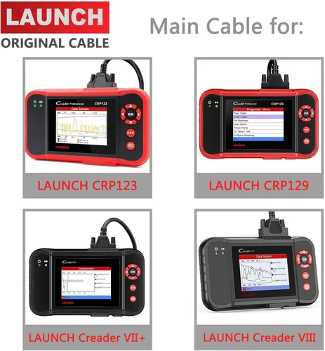 Vista 3 de LAUNCH Cable principal original para LAUNCH CRP123, CRP129, Creader VII+, Creader VIII OBD2 OBD-II, cable de reemplazo para escáner de diagnóstico