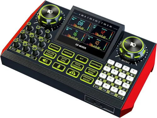 G9 Equipo de DJ y podcast Tarjeta de sonido en vivo para transmisión, interfaz de audio, mezclador de DJ, tarjeta de sonido/micrófono de condensador