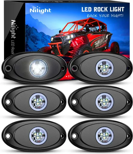 Nilight LED Rock Light - 6 unidades de luces impermeables para debajo del cuerpo o ruedas, iluminan bien, luz para exterior o interior del auto,