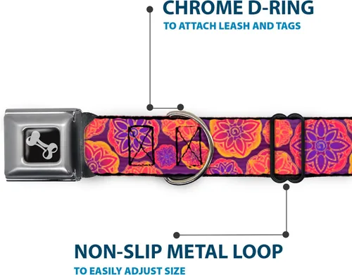 Vista 5 de buckle-down 13 – 18" Boho Mandala morados/Naranjas/PINKS perro collar HUESO, Wide pequeñas