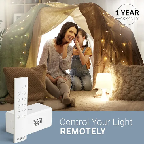 Vista 7 de BLACK+DECKER Toma de control remoto inalámbrico, paquete de 5 tomas, 2 controles remotos - Interruptores de luz premium