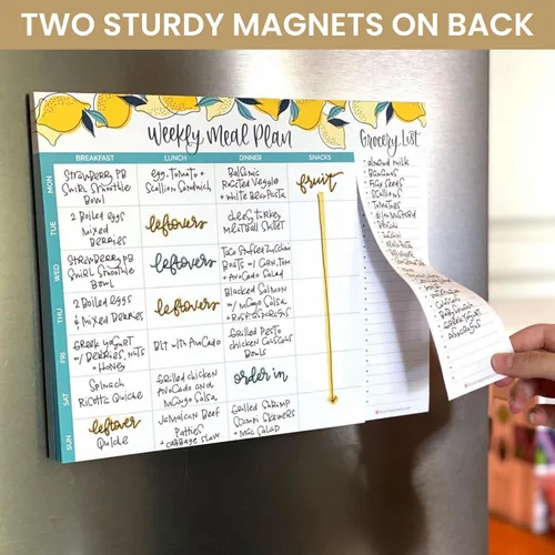 Vista 5 de bloom daily planners - Bloc de notas semanal para planificar las comidas con imanes para el refrigerador, incluye una «Lista de compras