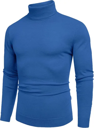 Vista 2 de COOFANDY Suéter de cuello alto ajustado para hombre, casual, básico, de manga larga, suéter de punto