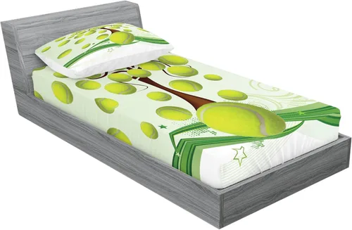 Vista 169 de Ambesonne - Juego de sábanas bajeras y fundas de almohada, diseño primaveral de acuarelas con jardín de hierbas y flores, juego de 4 piezas