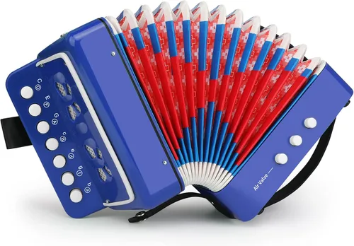 Acordeón para niños, control de 10 teclas, mini juguete de acordeón, regalos fáciles de tocar para niños y principiantes, instrumento musical ligero