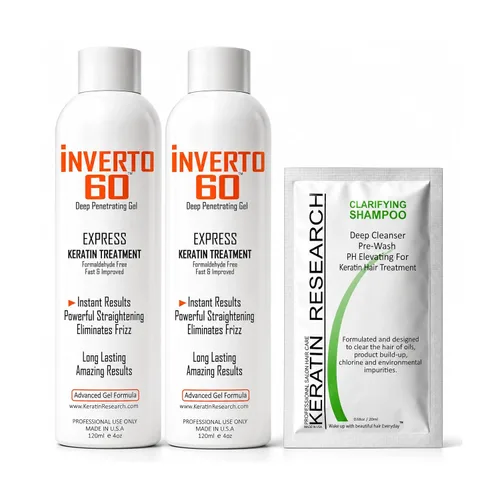 INVERTO 60 Advanced Gel Complex - Tratamiento de queratina brasileña para alisar y reparar el cabello dañado, sin formaldehído, alisado y reparador