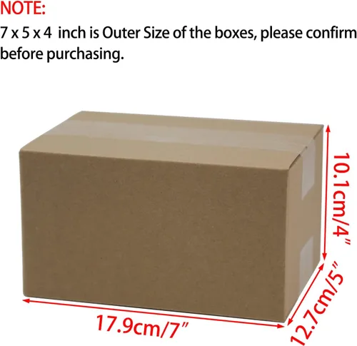 Vista 2 de Cajas de envío de 7 x 5 x 4 pulgadas, cajas de cartón corrugado marrón para pequeñas empresas, paquete de 25