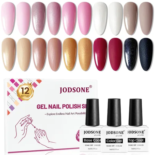 Vista 11 de JODSONE - Juego de 100 esmaltes de uñas de gel (5 ml cada uno) con capa base que no se limpia, capa de base que se borra y capa superior mate