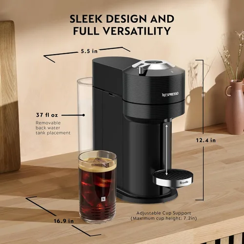 Vista 9 de Nespresso Vertuo Next - Cafetera prémium para café y espresso de Breville con espumador de leche Aeroccino