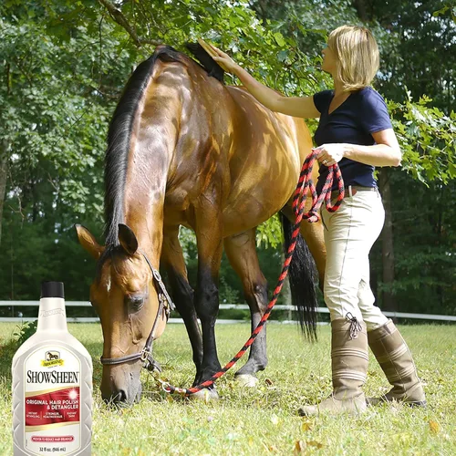 Vista 3 de Absorbine ShowSheen - Esmalte y desenredante para el cabello, botella de repuesto de 32 onzas, abrigo de caballo y perro, melena y cola, desenreda