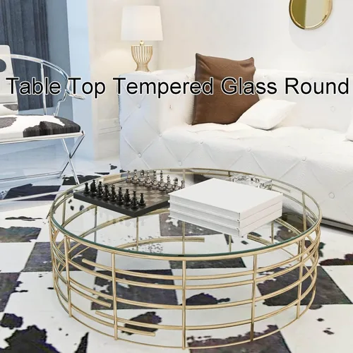 Vista 6 de SAGIDAR Vidrio templado redondo, tablero de mesa transparente, mesa redonda de vidrio, vidrio transparente de alto brillo, tapas de vidrio para mesa