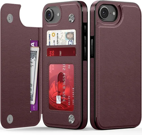 Vista 520 de LETO para iPhone 15 Pro Funda tipo cartera - Tapa tipo folio con patada - Diseños de moda - Tarjetero - Funda protectora para mujeres y niñas - 6.1