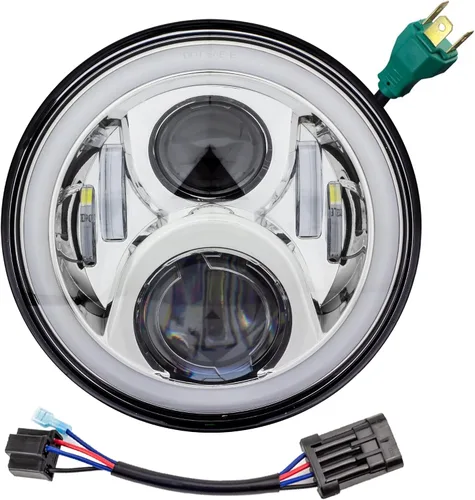 Eagle Lights 8700CG2HP-897 Kit de faros delanteros LED de 7 pulgadas con anillo de halo blanco para motocicletas Harley Davidson - Generación II/Kit