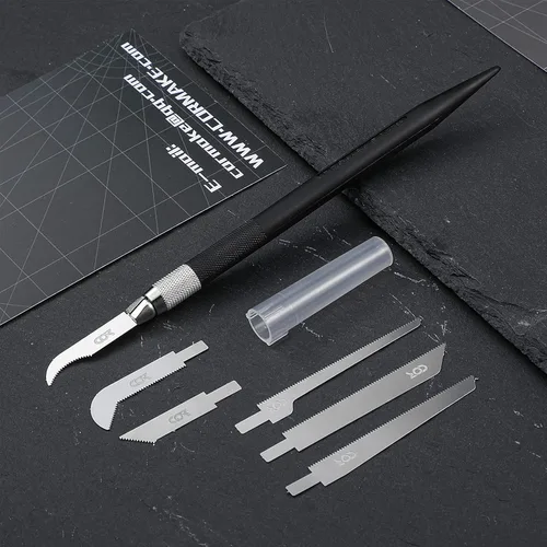 Vista 7 de Mini Sierra de Mano Modelo Craft Blade Herramientas Juego de 2 Asas con 12 Cuchillas Artesanales Modelo Herramienta Hobby para Cortar Piezas