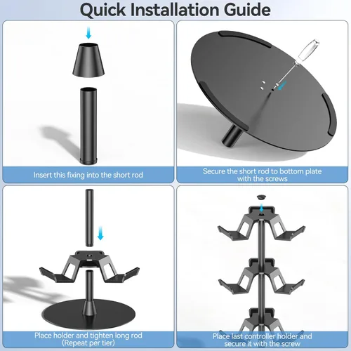 Vista 5 de Soporte de auriculares de 4 niveles para escritorio, soporte giratorio para control de juegos para PS5PS4XboxSwitch2PS PortalTeléfono, controlador