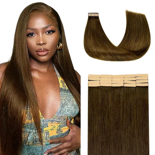 Vista 12 de Lashey Extensiones de Cabello Humano con Cinta Adhesiva Negro Natural 100% Remy Cabello Humano Liso Extensiones de Cabello con Cinta Largas de 24