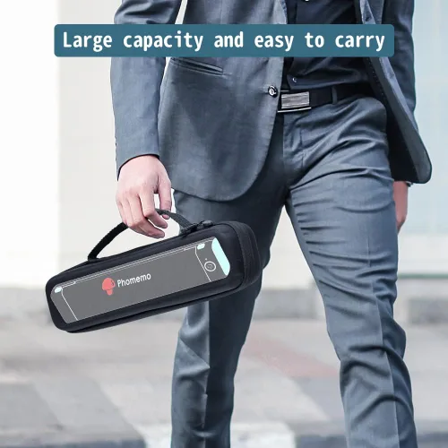 Vista 8 de Phomemo M08F - Impresora térmica portátil y funda, impresoras térmicas inalámbricas sin tinta Bluetooth para viajes y oficina, compatible