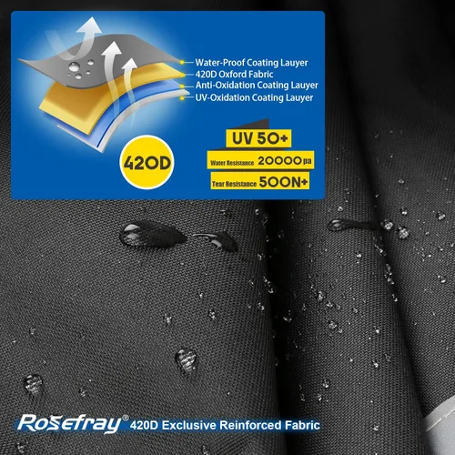 Vista 2 de Rosefray Funda para cortacésped de giro cero, tela impermeable de grado marino 420D, ajuste universal para John Deer, Cub Cadet Zero Turn Up hasta