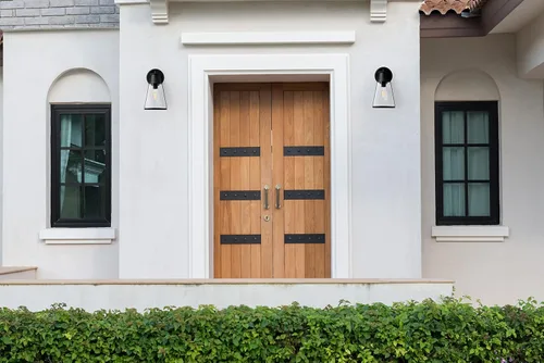 Vista 6 de Jaxon - Aplique de pared para exteriores de metal y vidrio sembrado, zinc envejecido