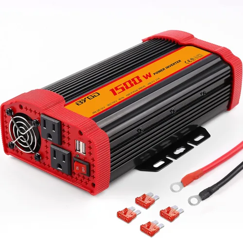 Vista 8 de Inversor de corriente para automóvil de 150 W, convertidor de CC de 12 V a 110 V CA con 3 salidas de CA, 2 cargadores rápidos, 4.8 A, puertos USB