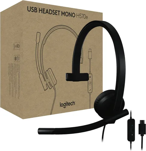 Vista 12 de Logitech H570e - Auriculares USB con micrófono para PC y Mac, auriculares con cable USB-A con sonido mono, micrófonos con cancelación de ruido