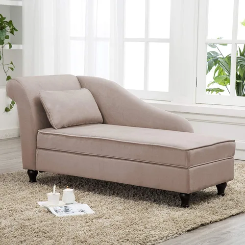 Vista 12 de Yongqiang Sofá chaise lounge tapizado con almacenamiento para interior, reclinable, para sala de estar o recámara, color gris, terciopelo