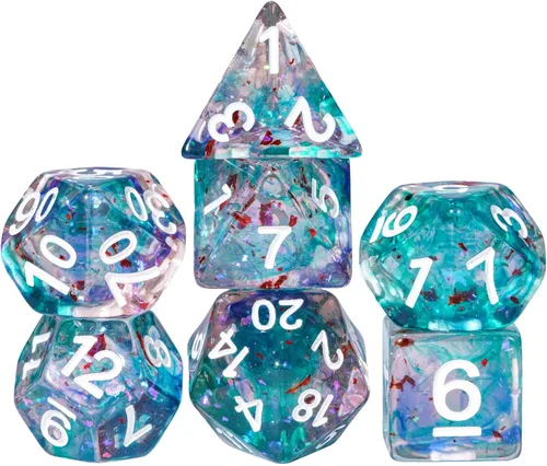Vista 40 de DND - Juego de dados poliédricos RPG de 7 piezas para juegos de rol D&D (mezcla dorada, negro)