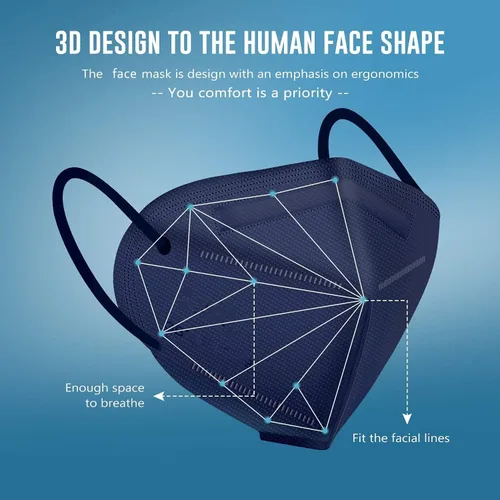 Vista 3 de 50 máscaras faciales de 5 capas de seguridad contra el polvo, transpirables y cómodas, desechables, máscara de protección respiradora