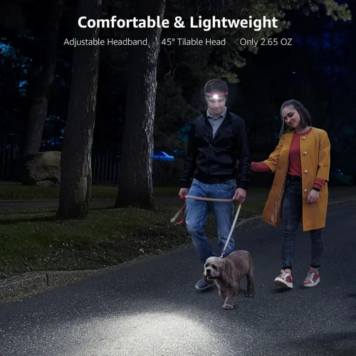 Vista 5 de Lepro 320014 linterna recargable LED, paquete de 2 lámparas de cabeza con 6 modos para equipo esencial de campamento y senderismo, luces frontales