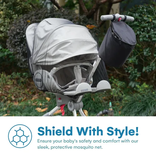 Vista 2 de Enovoe Mosquitera para Cochecito - Red Anti-insectos para Cochecito - Malla transpirable y duradera de poliéster - Se adapta a cochecitos, moisés