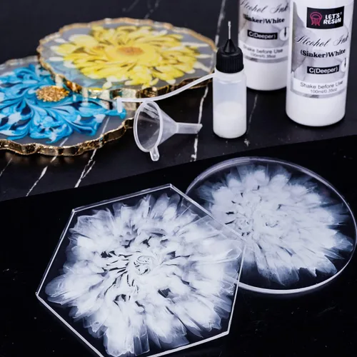Vista 5 de LET'S RESIN Tinta de alcohol blanco para resina, tinta de alcohol, 2 botellas cada una de 3.5 onzas, tinta a base de alcohol ajustable, pigmento