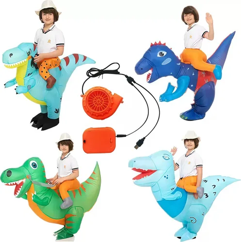 Vista 8 de Mini ventilador para disfraz de dinosaurio o cabeza u otro juego de disfraz inflable, naranja