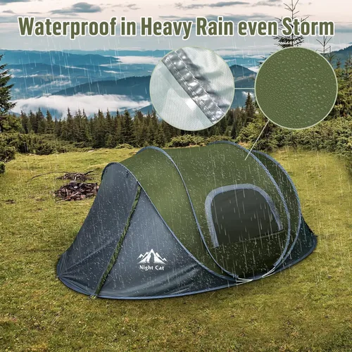 Vista 5 de Night Cat Pop-up Camping Tent: 2 Person Tent Waterproof Instant Easy Setup Family Tent