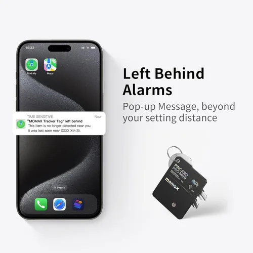 Vista 6 de Momax Wallet Tracker Smart Finder - Tarjeta de seguimiento de llaves Bluetooth delgada recargable con batería de 1 año, Apple Find My (solo iOS)