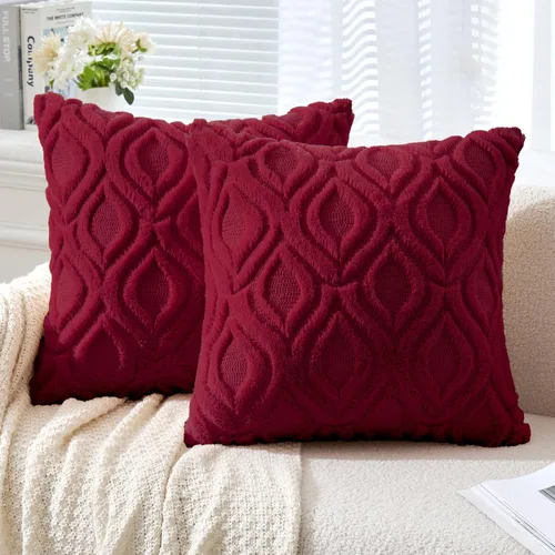 Vista 27 de MIULEE - Juego de 2 fundas de almohada de lana sintética suave y afelpada, fundas decorativas de estilo bohemio para sofá, sala de estar, cama, 16 x