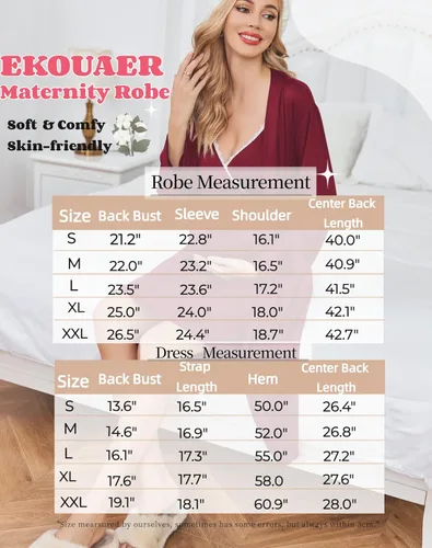 Vista 6 de Ekouaer Conjunto de bata y bata de lactancia para mujer, camisón de maternidad para lactancia materna en el hospital