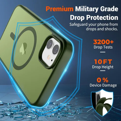 Vista 1439 de SUPFINE - Funda magnética para iPhone 13 Pro Max (compatible con MagSafe), (protección contra caídas de grado militar de 10 pies), delgada, Negro