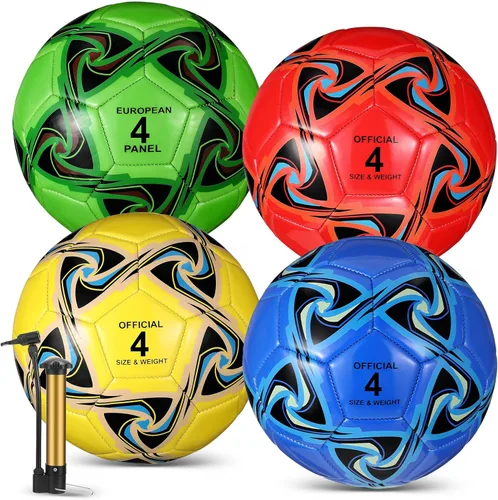 Jenaai 4 pelotas de fútbol a granel con bomba y bolsa, pelota de fútbol desinflada, entrenamiento deportivo para adultos y adolescentes, fútbol para