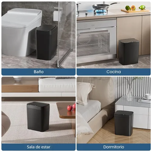 Vista 8 de Vanpopubs Paquete de 2 Botes de Basura de Baño de 2.7 Galones con Tapa, Bote de Basura Automático Pequeño Inteligente sin Contacto, Sensor