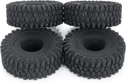 Vista 8 de RCHUBAM - 4 neumáticos de goma de 1.0 pulgadas para 1/18 TRX4M Axial 1/24 SCX24 Deadbolt Bronco RC Crawler Car