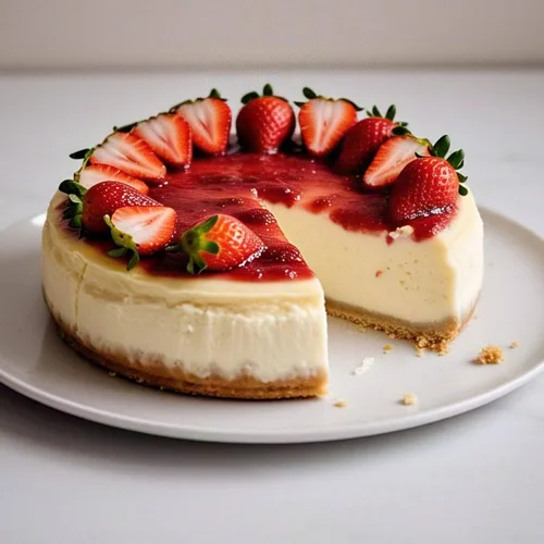 Andy Anand Tarta de queso de fresa sin azúcar, de 9 pulgadas, apta para diabéticos, sin gluten, hecha con queso crema real de California e