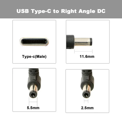 Vista 5 de Alvin's Cables PD USB-C Tipo-C a CC 0.217 x 0.098 in 12V Cable de alimentación para Blackmagic Video Assist Atomos Shogun SmallHD Monitor